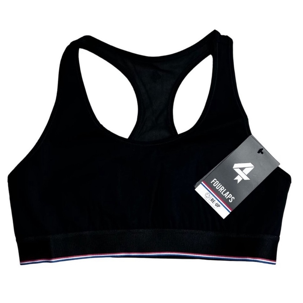 Four Laps FourLaps Circuit Sports Bra size L Black Mesh Back Athletic NWT